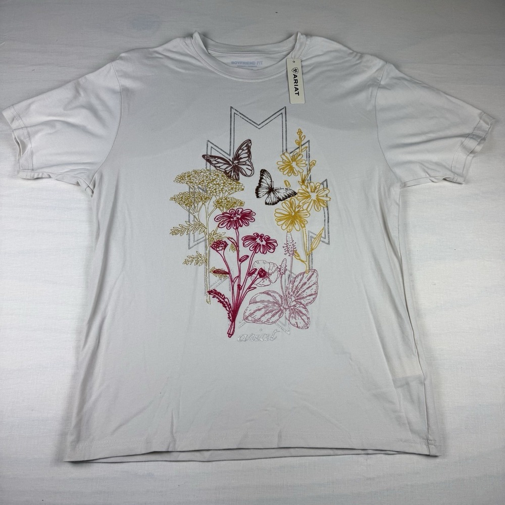 Ariat Womens Wild Botanical Boyfriend Fit Tee Medium Floral Graphic 10055127 NEW